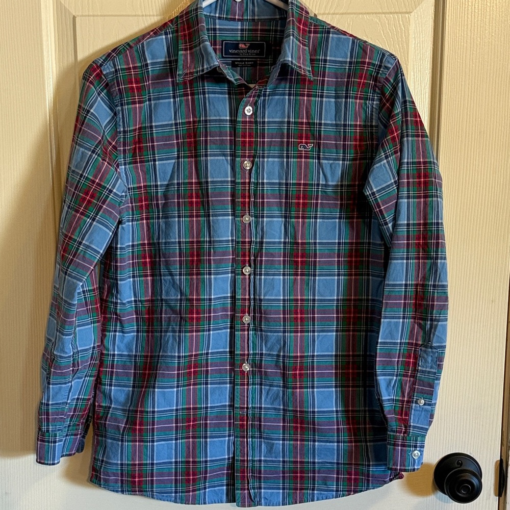 Vineyard Vines Boys Plaid Whale Shirt